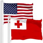 G128 Combo Pack: American USA Flag 3x5 Ft & Tonga Tongan Flag 3x5 Ft | Both LiteWeave Pro Series Printed 150D Polyester, Brass Grommets