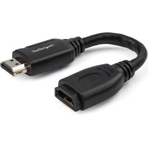 StarTech.com 6"/15cm HDMI Port Saver Cable, 4K 60Hz High Speed HDMI 2.0 Extension Cable with Ethernet, HDMI Male to Female Extension Cord