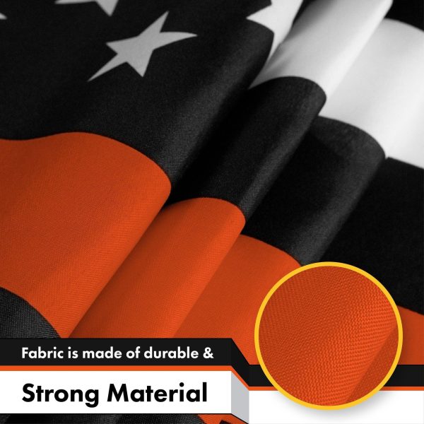 G128 - Thin Orange Line American Flag 150D Polyester 3x5 FT Printed Flag - Honoring Men Women Search and Rescue Brass Grommets Indoor/Outdoor - Much Thicker More Durable Than 100D 75D Polyester - Image 4