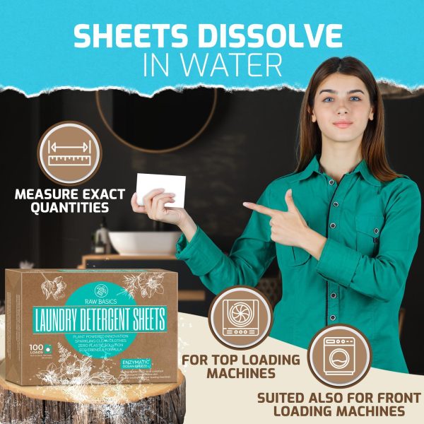 Laundry Sheets Ocean Breeze 100 Loads   Zero Waste Plastic Free Natural Soap Detergent   Travel Size Essentials for Washing Clothes - Image 4