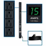 Eaton Tripp Lite Series 1.5kW Single-Phase Local Metered PDU, 100-127V Outlets (8 5-15R), 5-15P, 15 ft. (4.57 m) Cord, 0U Vertical, 24 in.