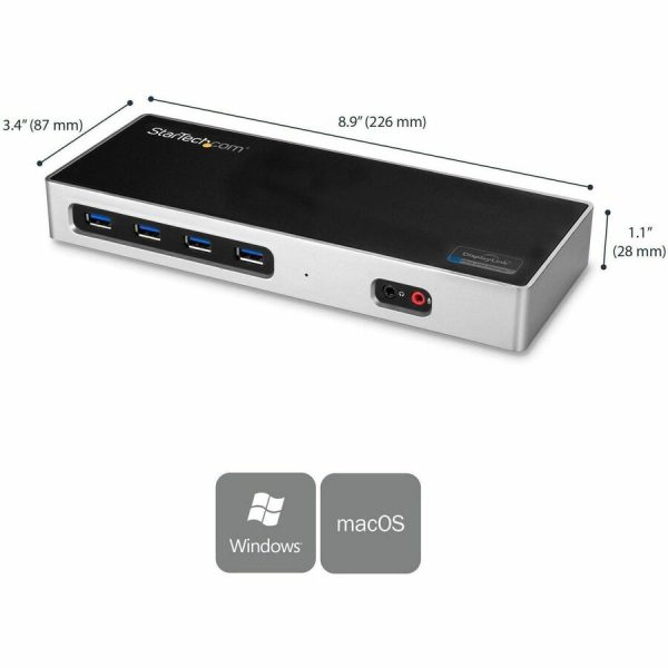 StarTech.com USB-C / USB 3.0 Docking Station - Compatible with Windows / macOS - Supports 4K Ultra HD Dual Monitors - USB-C - Six USB Type-A Ports - DK30A2DH - Image 7