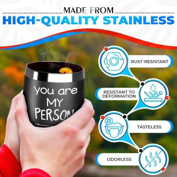 Wine Tumbler for Hot Drinks   You are My Person Wine Tumblers for Women Birthday Gifts for Women Insulated Wine Tumblers with Lids   Best Friend Tumbler Insulated Coffee Tumbler 12oz Tumbler with Lid - Image 3