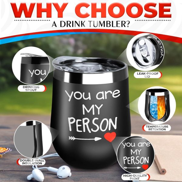 Wine Tumbler for Hot Drinks   You are My Person Wine Tumblers for Women Birthday Gifts for Women Insulated Wine Tumblers with Lids   Best Friend Tumbler Insulated Coffee Tumbler 12oz Tumbler with Lid - Image 4