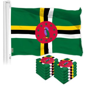 G128 10 Pack: Dominica Dominican Flag | 3x5 Ft | LiteWeave Pro Series Printed 150D Polyester | Country Flag, Indoor/Outdoor, Vibrant Colors, Brass Grommets, Thicker and More Durable Than 100D 75D Poly