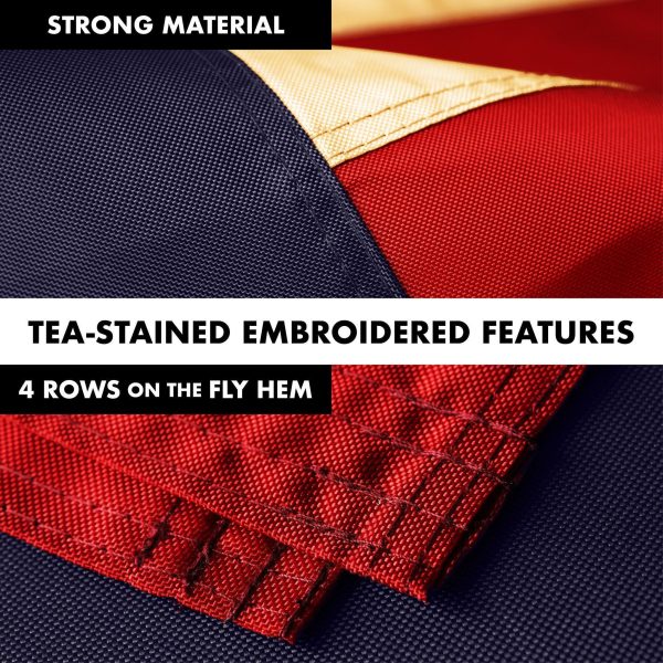 G128 Combo Pack: 6 Ft Tangle Free Aluminum Spinning Flagpole (Silver) & Betsy Ross 1776 Tea-Stained Flag 3x5 Ft, ToughWeave Pro Series Embroidered 420D Polyester | Pole with Flag Included - Image 5