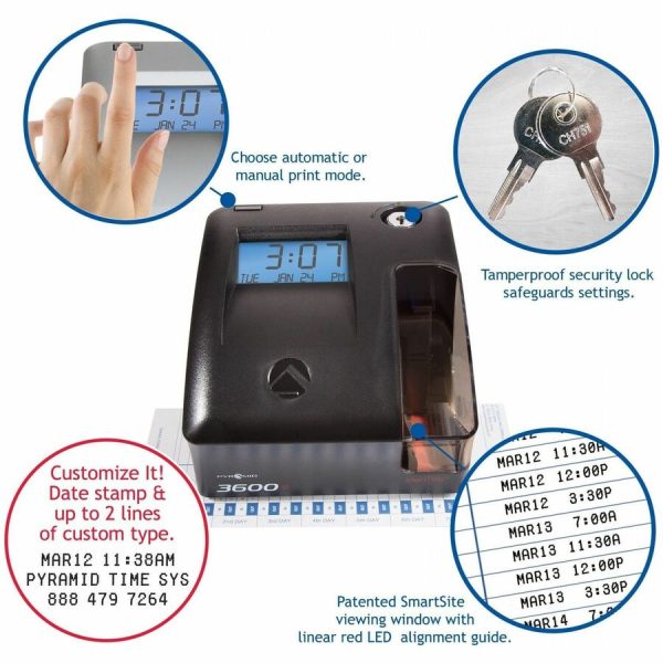 Pyramid Time Systems 3600SS Time Clock and Document Stamp - Image 3