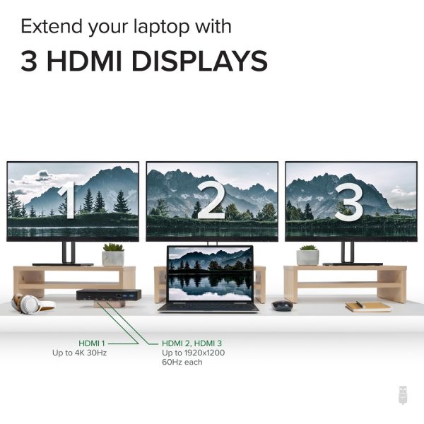 Plugable USB C Triple Display Docking Station with Laptop Charging, for Thunderbolt, USB4, or USB C Systems, Compatible with Windows, macOS, ChromeOS laptops - Image 3