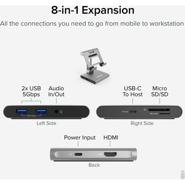 Plugable 8-in-1 USB C Docking Station for iPad with Stand, 100W Pass-through Charging USB-C Hub - Image 3