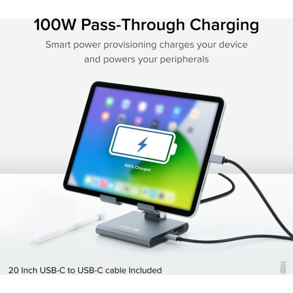 Plugable 8-in-1 USB C Docking Station for iPad with Stand, 100W Pass-through Charging USB-C Hub - Image 4