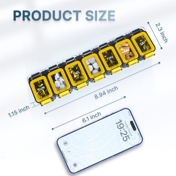 Weekly Medicine Pill Organizer Waterproof 7 Day Large Pill Box Daily Pill Case Cute Vitamin Organizer Portable Pill Container Travel Pills Holder XL Supplement Medication Dispenser One a Day - Image 4