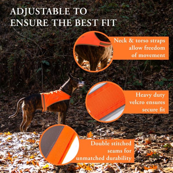 Lite Dog Vest. Coverage to Mid Back. Reflective Hi Visibility Blaze Orange Fluorescent Fabric Helps to Keep Them in Sight and Safe On and Off Leash. - Image 3