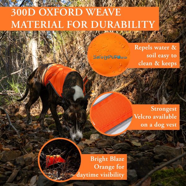 Lite Dog Vest. Coverage to Mid Back. Reflective Hi Visibility Blaze Orange Fluorescent Fabric Helps to Keep Them in Sight and Safe On and Off Leash. - Image 4