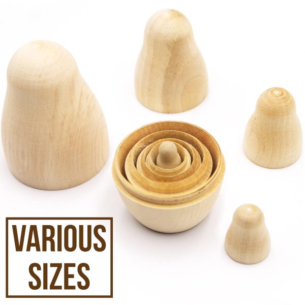 AEVVV Blank Russian Nesting Dolls Set 5 pcs   Unpainted Dolls   Unfinished Nesting Dolls   Russian Nesting Dolls to Paint   Blank Nesting Dolls   DIY Gift - Image 4