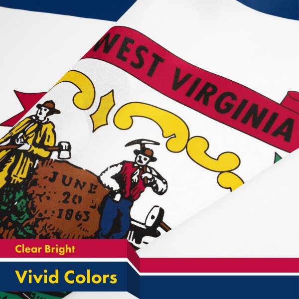 G128 10 Pack: West Virginia WV State Flag | 3x5 Ft | LiteWeave Pro Series Printed 150D Polyester | Indoor/Outdoor, Vibrant Colors, Brass Grommets, Thicker and More Durable Than 100D 75D Polyester - Image 3
