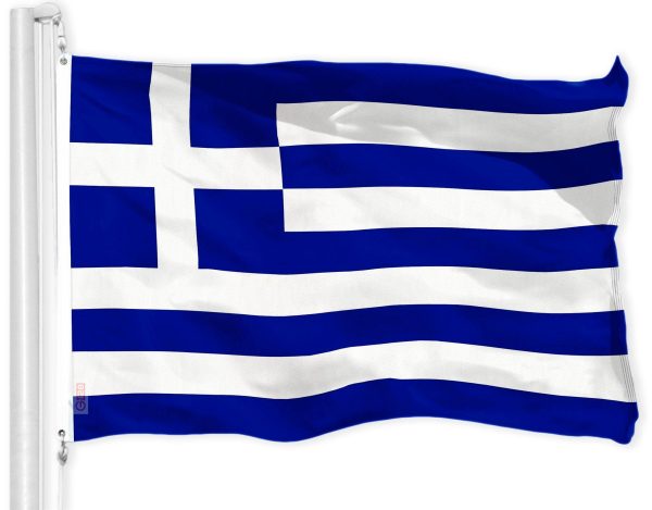 G128 Combo Pack: USA American Flag 3x5 Ft 150D Printed Stars & Greece Flag 3x5 Ft 150D Printed - Image 2