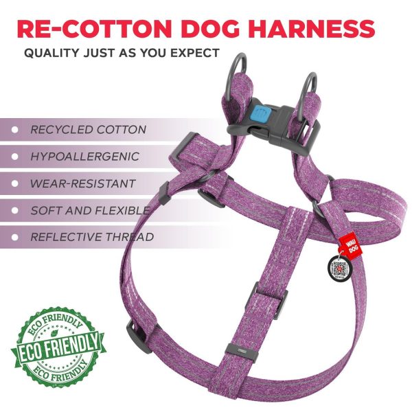 WAUDOG Re Cotton Dog Harness Eco Friendly Dog Harness for Small Dogs Medium & Large Dogs   Reflective Dog Harness with QR ID Tag   Puppy Harness with Adjustable Size for Male & Female Dogs - Image 2