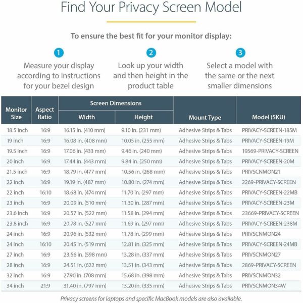 StarTech.com 22-inch 16:9 Computer Monitor Privacy Filter, Anti-Glare Privacy Screen w/51% Blue Light Reduction, +/- 30 deg. View Angle - Image 5