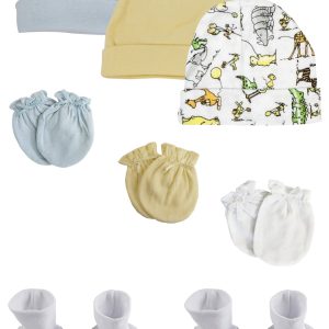 Boys Baby Caps, Booties And Mittens (pack Of 8) Nc_0292