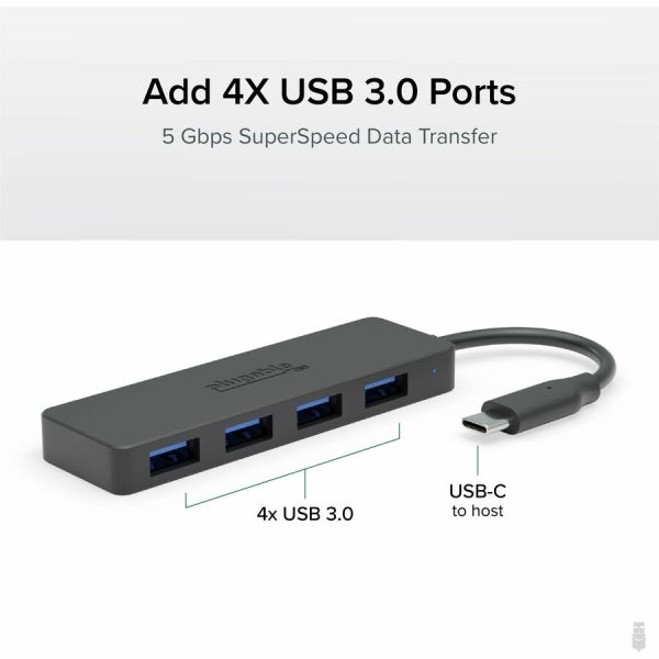 Plugable USB C to USB Adapter Hub, 4 Port USB 3.0 Hub, USB Splitter for Laptop - Image 2