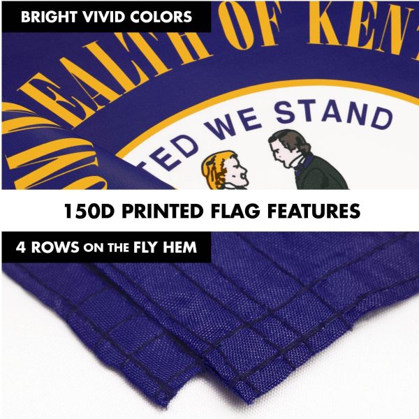 G128 Combo Pack: 6 Ft Tangle Free Spinning Flagpole (White) & Kentucky Flag 3x5 Ft Printed 150D Polyester, Brass Grommets (Flag Included) Aluminum Flag Pole - Image 5