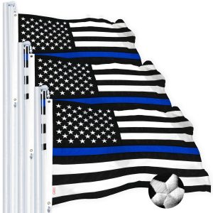 Thin Blue Line Flag 2x3FT 3-Pack Embroidered Spun Polyester By G128