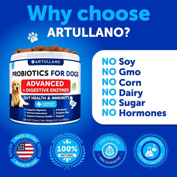 Probiotics for Dogs   Support Gut Health Itchy Skin Allergies Immunity Yeast Balance   Dog Probiotics and Digestive Enzymes with Prebiotics   Reduce Diarrhea Gas   180 Probiotic Chews for Dogs - Image 5