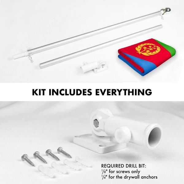 Flag Pole 6FT Silver Tangle Free & Eritrea Eritrean Flag 3x5 Ft Combo Printed 150D Polyester By G128 - Image 2
