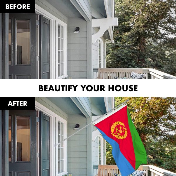Flag Pole 6FT Silver Tangle Free & Eritrea Eritrean Flag 3x5 Ft Combo Printed 150D Polyester By G128 - Image 3