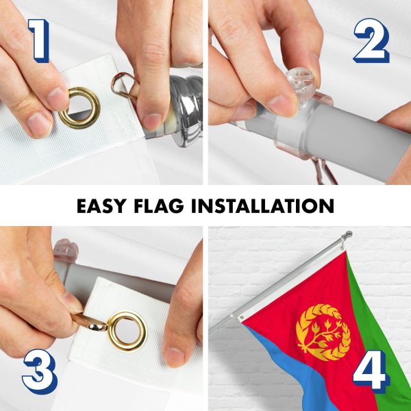 Flag Pole 6FT Silver Tangle Free & Eritrea Eritrean Flag 3x5 Ft Combo Printed 150D Polyester By G128 - Image 7