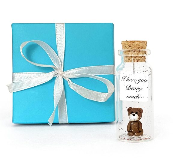 Cute and Kawaii Valentine's Day and Anniversary Presents   Personalized Love Gifts for Boyfriend Girlfriend (Brown Bear   I Love You Beary Much in Teal Gift Box)
