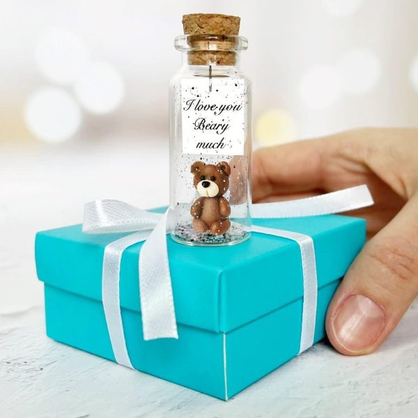 Cute and Kawaii Valentine's Day and Anniversary Presents   Personalized Love Gifts for Boyfriend Girlfriend (Brown Bear   I Love You Beary Much in Teal Gift Box) - Image 3
