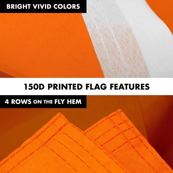 G128 Combo Pack: 5 Ft Tangle Free Aluminum Spinning Flagpole (White) & Solid Orange Color Flag 2x3 Ft, LiteWeave Pro Series Printed 150D Polyester | Pole with Flag Included - Image 5
