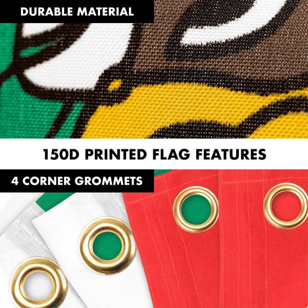 G128 Combo Pack: 6 Ft Tangle Free Aluminum Spinning Flagpole (Silver) & Mexico Mexican Flag 3x5 Ft, LiteWeave Pro Series Printed 150D Polyester, 4 Corner Brass Grommets | Pole with Flag Included - Image 4