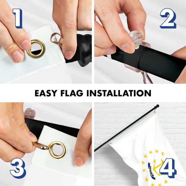 G128 Combo Pack: 6 Ft Tangle Free Aluminum Spinning Flagpole (Black) & Rhode Island No Golden Border State Flag 3x5 Ft, ToughWeave Series Embroidered 300D Polyester | Pole with Flag Included - Image 7