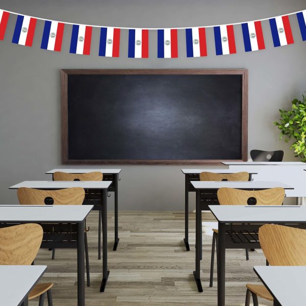 G128 Paraguay 	Paraguayan Bunting Banner | Flag 8.2 x 5.5 Inch, Full String 33 Feet | Printed 150D Polyester, Decorations For Bar, School, Festival Events Celebration - Image 4