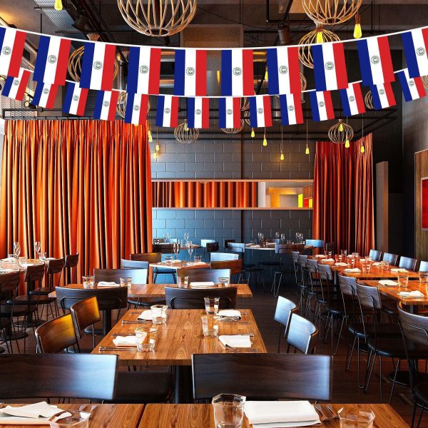 G128 Paraguay 	Paraguayan Bunting Banner | Flag 8.2 x 5.5 Inch, Full String 33 Feet | Printed 150D Polyester, Decorations For Bar, School, Festival Events Celebration - Image 5