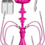 4 Hose Hookah set with everything   Pink Hookah 4 Hose Set – Pink Mini Hookah Party Set   Hookah Set 4 Hose with 50x Foil Big Silicone Bowl 10x Tips 4x Mouthpiece 4x Hookah Hose Tongs   Hookah Kit