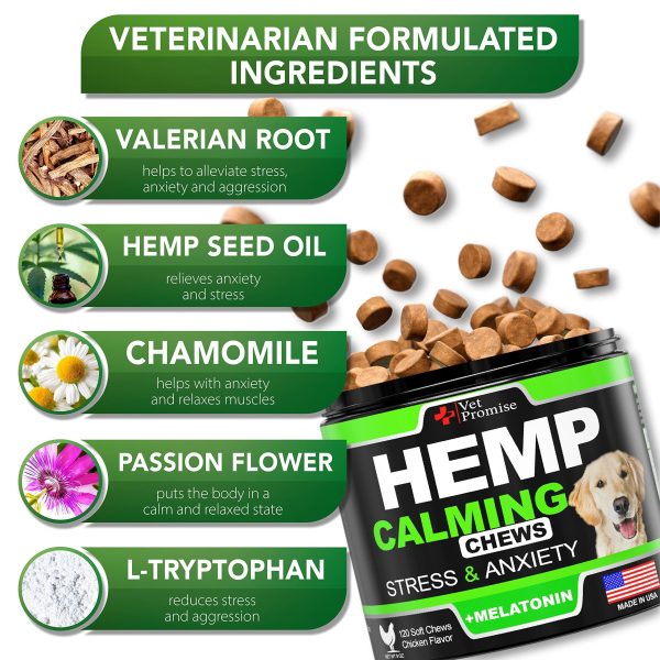 Hemp Calming Chews for Dogs with Anxiety and Stress   Dog Calming Treats   Dog Anxiety Relief   Separation   Travel   Barking   Melatonin for Dogs   Hemp Oil   Calming Treats for Dogs   120 Treats - Image 3