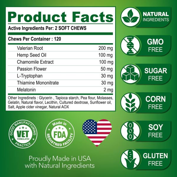 Hemp Calming Chews for Dogs with Anxiety and Stress   Dog Calming Treats   Dog Anxiety Relief   Separation   Travel   Barking   Melatonin for Dogs   Hemp Oil   Calming Treats for Dogs   120 Treats - Image 6