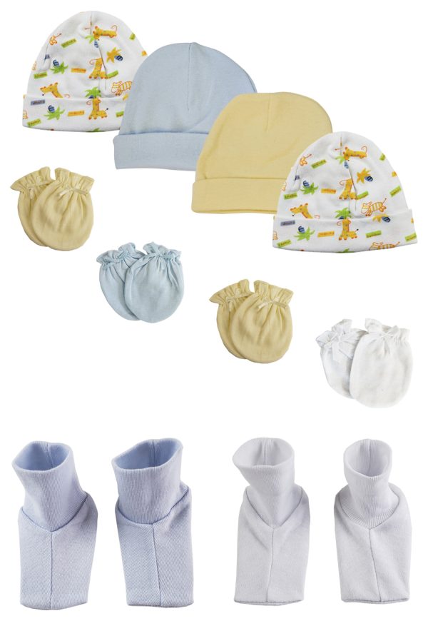 Baby Boy Infant Caps, Booties And Mittens (pack Of 10) Nc_0313
