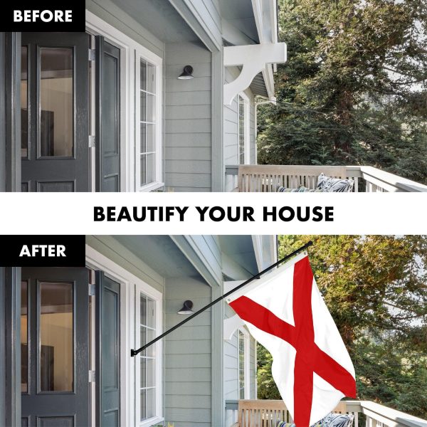 G128 Combo Pack: 6 Ft Tangle Free Aluminum Spinning Flagpole (Black) & Alabama AL State Flag 3x5 Ft, Double ToughWeave Series Double Sided Embroidered 210D Polyester | Pole with Flag Included - Image 3
