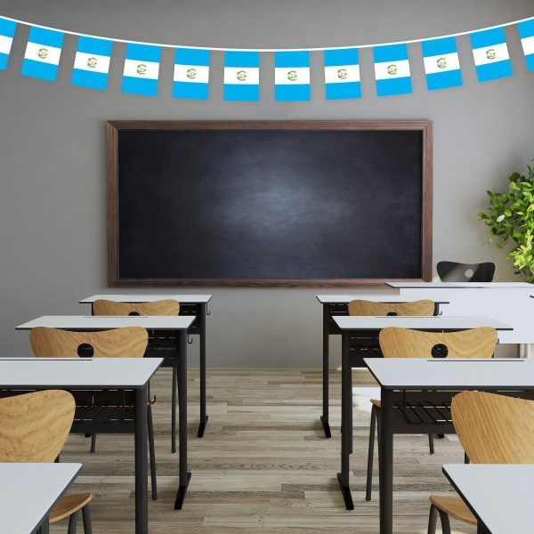 G128 Guatemala 	Guatemalan Bunting Banner | Flag 8.2 x 5.5 Inch, Full String 33 Feet | Printed 150D Polyester, Decorations For Bar, School, Festival Events Celebration - Image 4