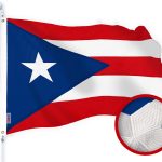 G128 Puerto Rico Puerto Rican Flag | 1x1.5 Ft | StormFlyer Series Embroidered 220GSM Spun Polyester | Embroidered Design, Indoor/Outdoor, Brass Grommets, Heavy Duty, All Weather