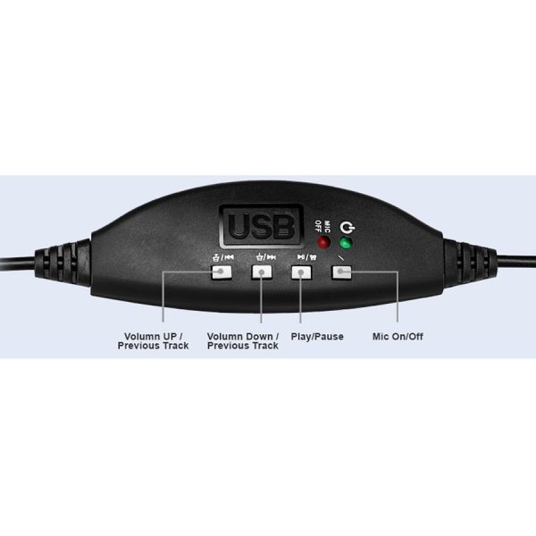 Adesso USB Stereo Headset with Adjustable Microphone- Noise Cancelling- Mono - USB - Wired - Over-the-head - 6 ft Cable -, Omni-directional Microphone - Black - Image 5