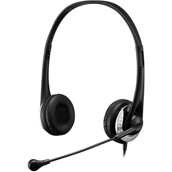 Adesso USB Stereo Headset with Adjustable Microphone- Noise Cancelling- Mono - USB - Wired - Over-the-head - 6 ft Cable -, Omni-directional Microphone - Black - Image 8