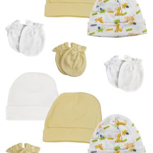 Baby Boy, Baby Girl, Unisex Infant Caps And Mittens (pack Of 12) Nc_0331
