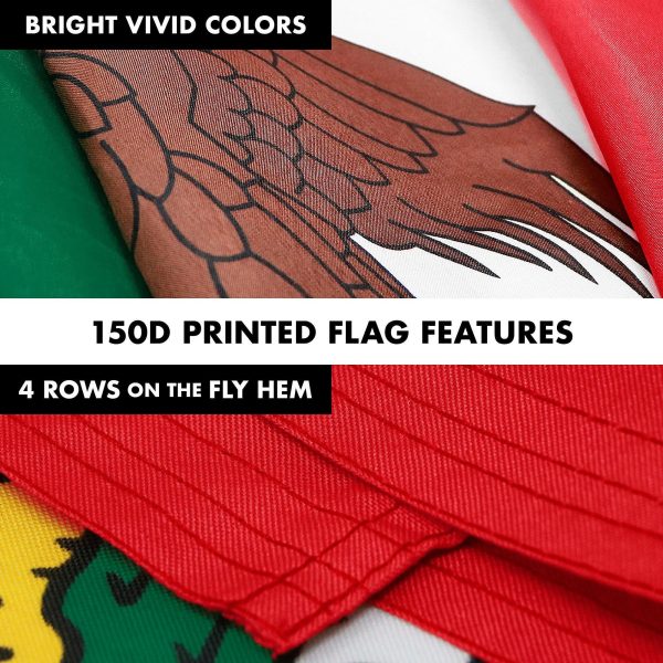 G128 Combo Pack: 5 Ft Tangle Free Aluminum Spinning Flagpole (Silver) & Mexico Mexican Flag 2x3 Ft, LiteWeave Pro Series Printed 150D Polyester | Pole with Flag Included - Image 5