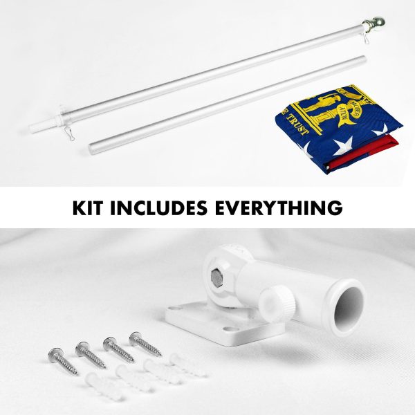 G128 Combo Pack: 5 Ft Tangle Free Aluminum Spinning Flagpole (Silver) & Georgia GA State Flag 2x3 Ft, ToughWeave Series Embroidered 300D Polyester | Pole with Flag Included - Image 2
