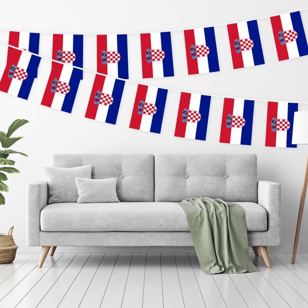 G128 Croatia Croatian Bunting Banner | Flag 8.2 x 5.5 Inch, Full String 33 Feet | Printed 150D Polyester, Decorations For Bar, School, Festival Events Celebration - Image 2
